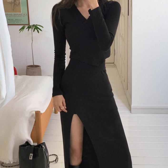 떳다그녀 케이디 후드 롱 스커트 세트