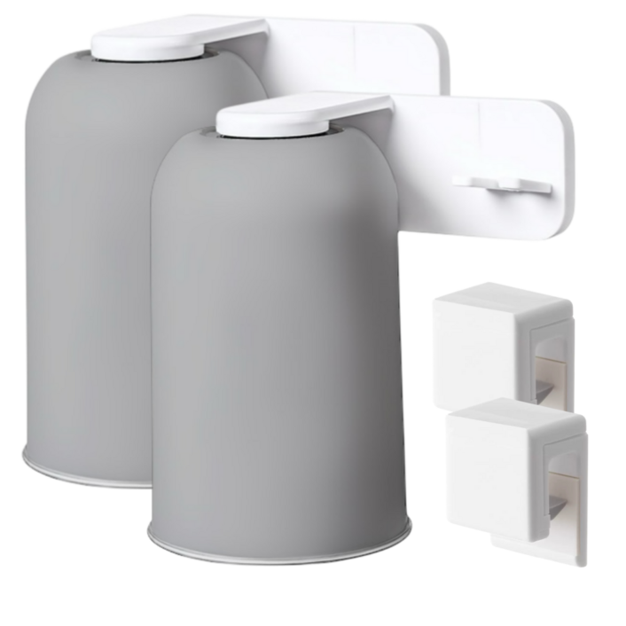 유주리빙 무타공 스텐 304 거꾸로 자석 양치컵 칫솔 치약 걸이, 2개, 그레이