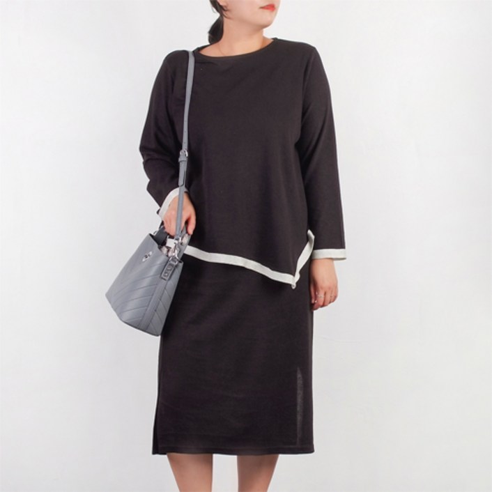 가을 코디 상의 하의 세트 빅사이즈 배색 투피스 브라운 블랙 스타일리시 오피스룩 하객룩 데이트룩 88 99 사이즈 쇼핑몰 30대 여성 러블리 뚱뚱한사람옷 큰옷매장 키큰녀 빅싸이즈