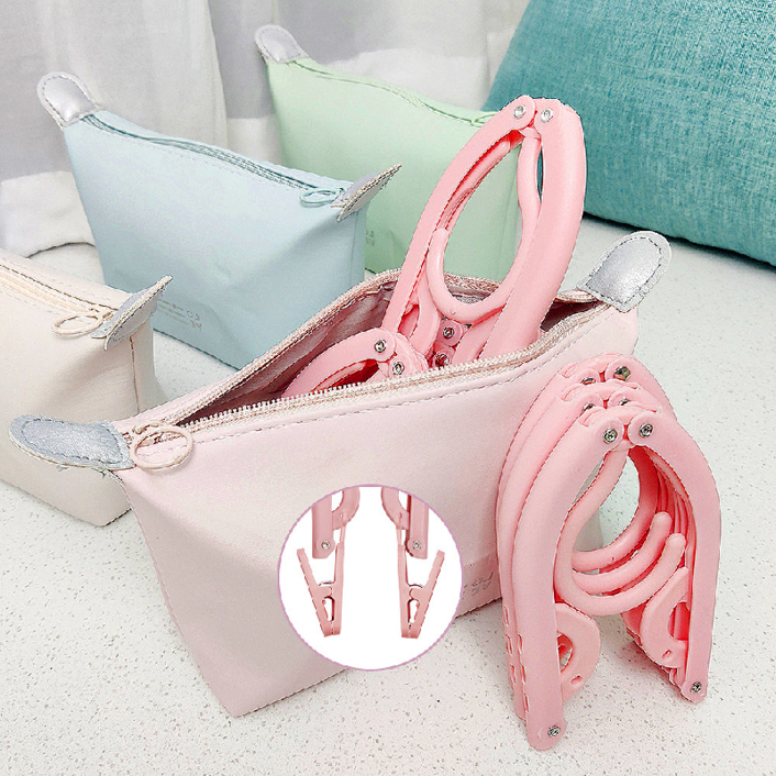 다용도 휴대용 미니 접이식 옷걸이 집게 파우치형 세트