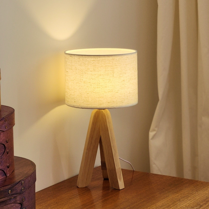 도르리 북유럽 플리츠 램프 갓 원목 LED 무드등 스탠드, 1개