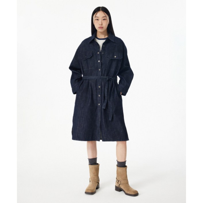 [국내 매장품] STUDIO TOMBOY 투포켓 벨티드 데님 원피스_다크 네이비 9105141102 165712