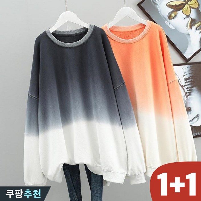 매진 임박 150kg까지 빅사이즈 11 여성 배색 라운드 날씬해보이는 맨투맨 긴팔티 봄 가을 편한 패션 데일리 심플 디자인 캐주얼 예쁜 박스 오버핏 스판  통기성 풀오버