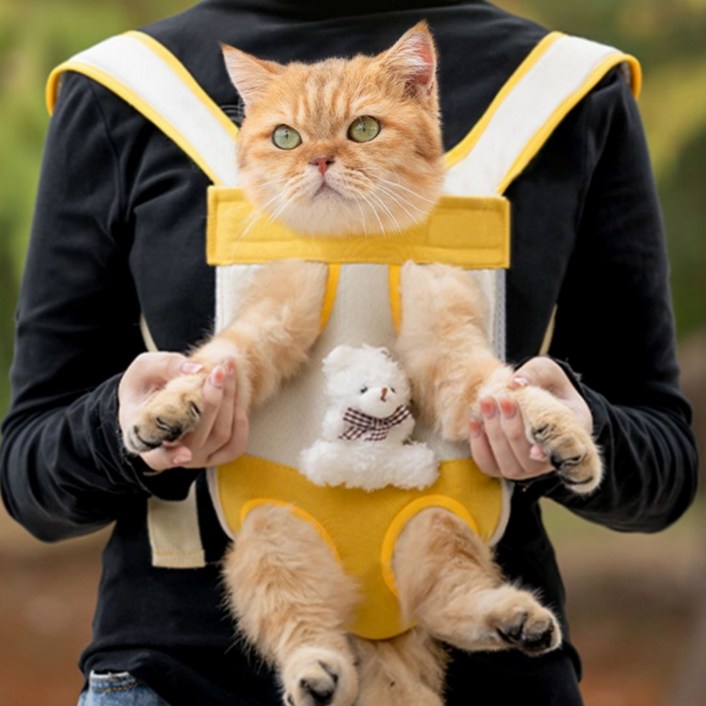 잇템바이 반려동물 산책 앞 가방 기내용 포대기 슬링백, 1개, 옐로우