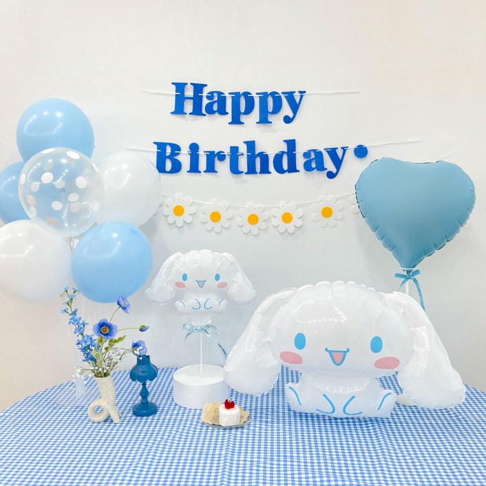 쏙쏙마켓 생일파티용품 산리오 여아 공주 생일풍선 가랜드 세트, 1세트, 시나모롤 점보 풍선세트