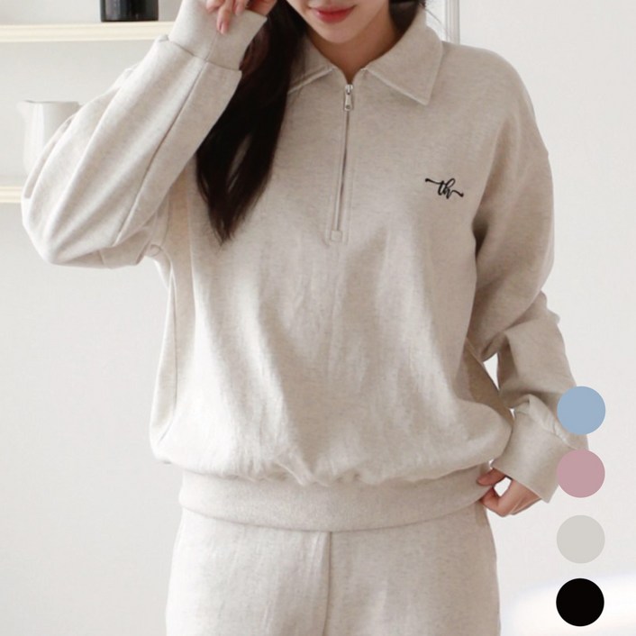 더험프 카라 여성 반집업 맨투맨 빅사이즈