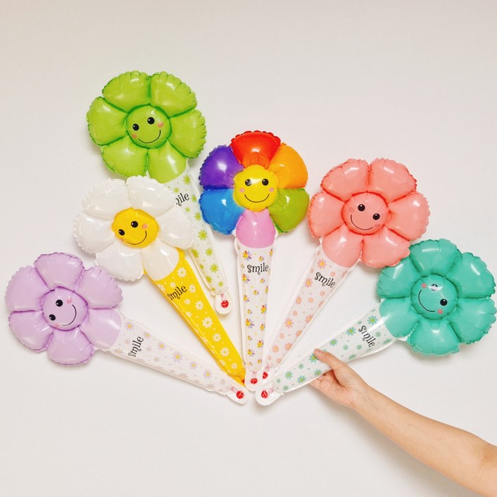 스마일파티 데이지 스틱 막대 풍선 꽃다발