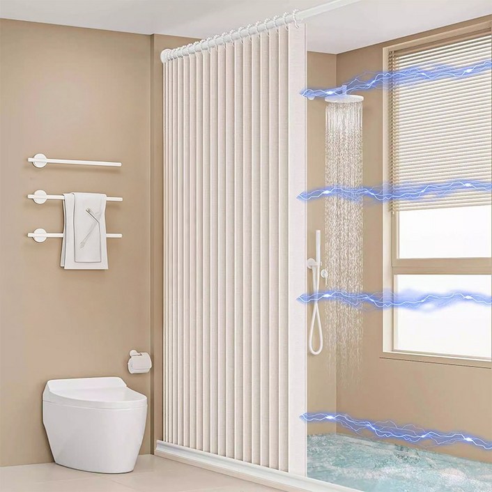 LA DERIVE 고급 패브릭 방수 샤워 커튼 양쪽 자기흡입 프라이버시 욕실 방수 원단