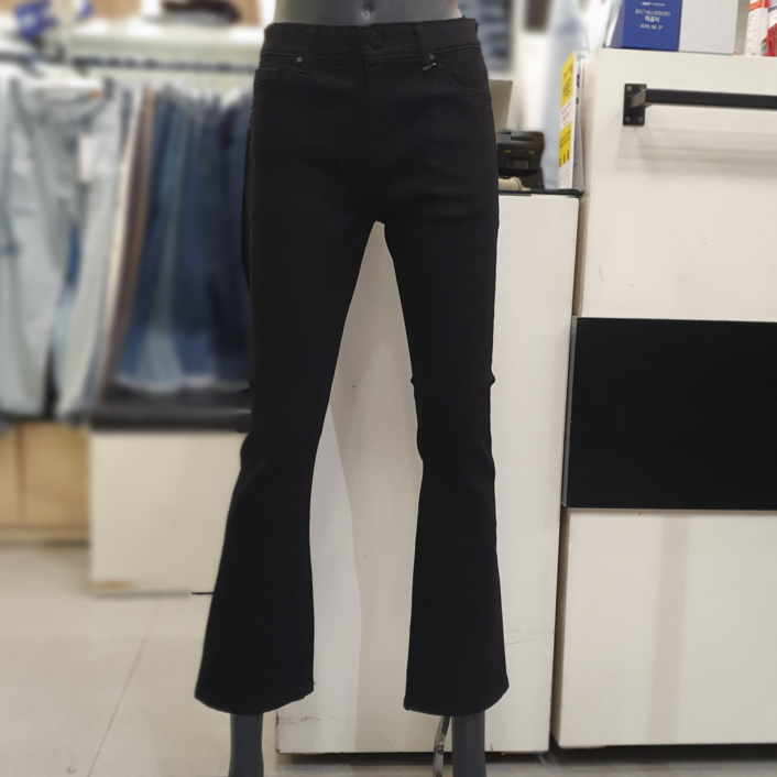 잠뱅이 여성 블랙 오비안밴드 스판 부츠컷 청바지