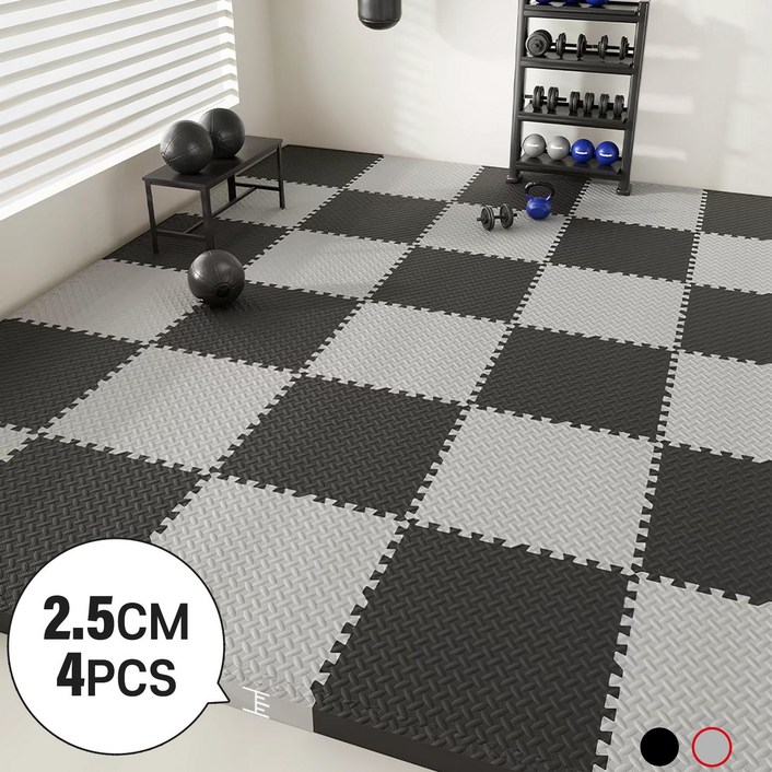 Kemei 두툼한 헬스 매트 2.5cm 홈짐 층간소음 바닥 매트 4P 냉기차단