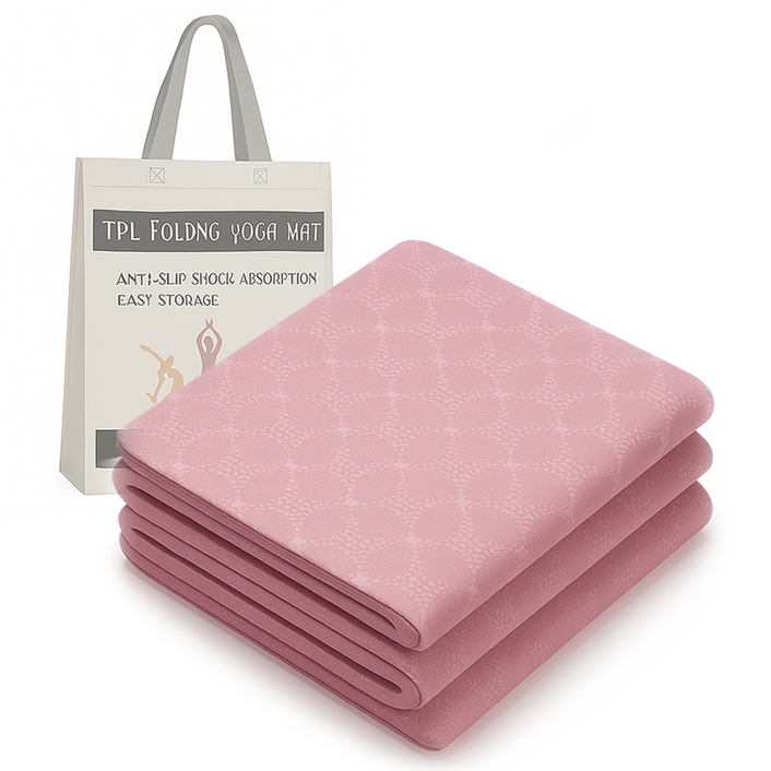 핫쏘잇 8mm 논슬립 접이식 요가매트, 핑크, 1개