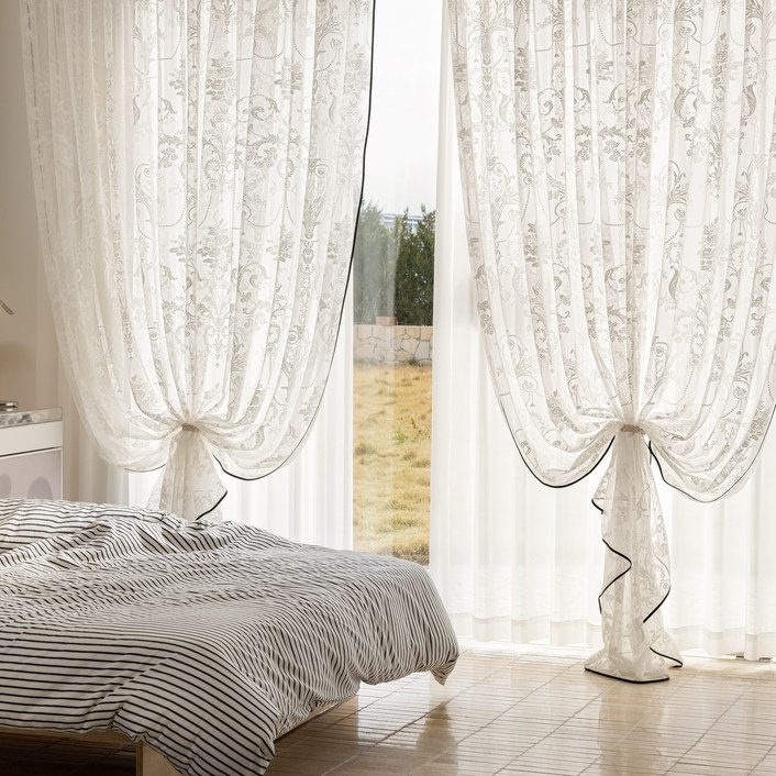 빈티지 레이스 커튼   쉬폰 커튼 2P세트