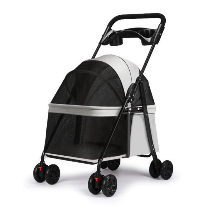 리틀보이 저상 강아지 유모차 퀵폴딩, 1개, 화이트