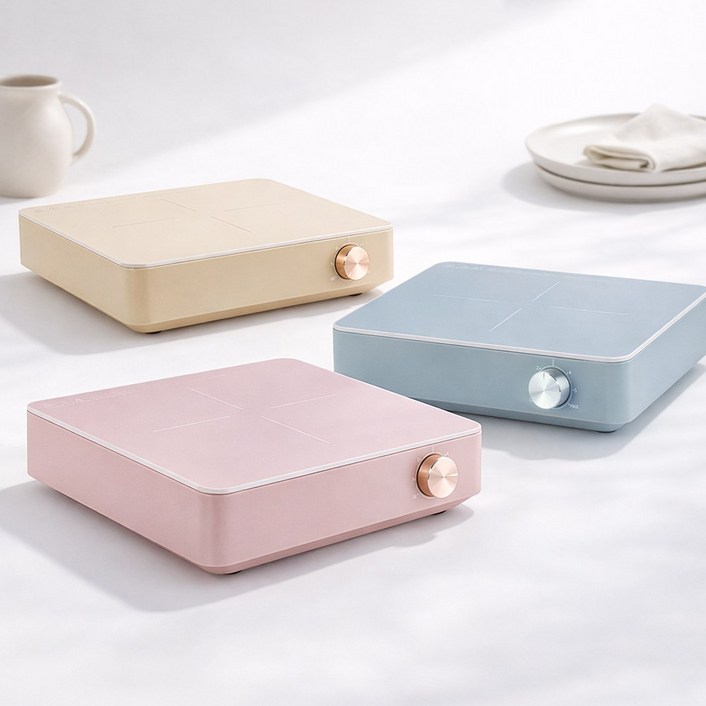 독일브랜드 파스텔 1구 사각 인덕션 레인지 휴대용 전기레인지 자취 필수템 캠핑용 홈파티 저소음 터치식 타이머 안전장치 감성 주방 가전