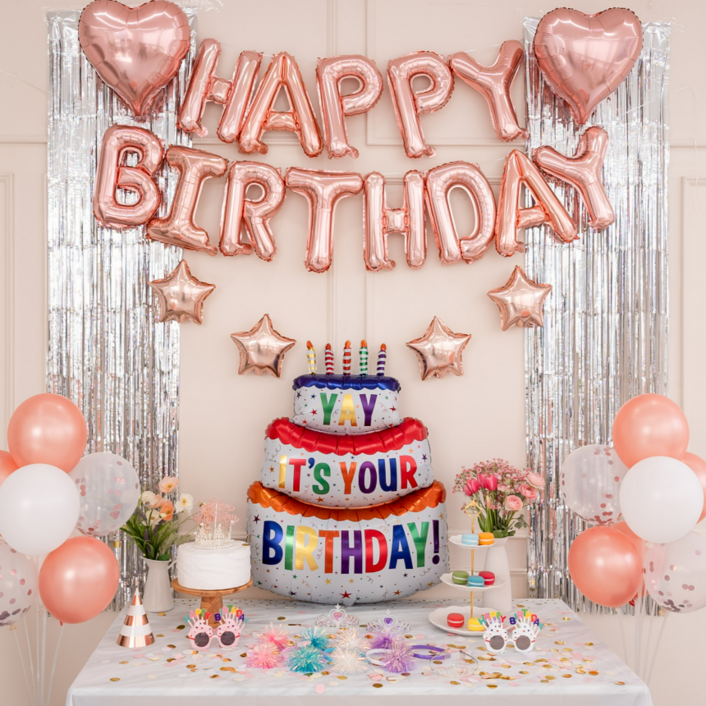 파티프렌즈 생일 파티 용품 12종 세트, 로즈골드B 파티프렌즈 생일 파티 용품 12종 세트, 로즈골드B