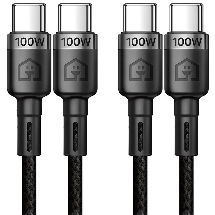 홈플래닛 EMarker IC 칩셋 C to C PD 100W 초고속충전 케이블, 2m, 블랙, 2개