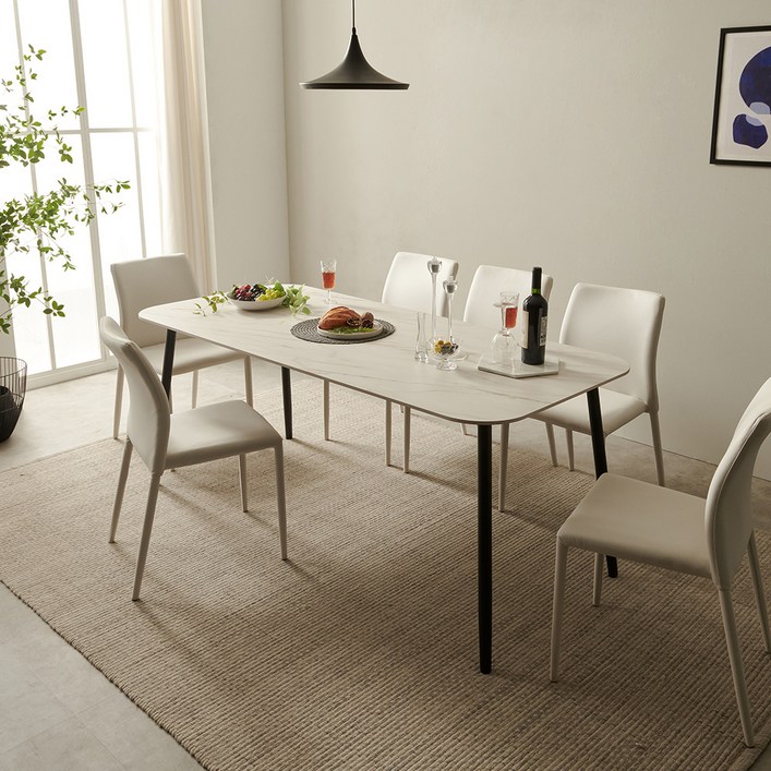보니애가구 베로나 1800 세라믹 6인 식탁 테이블 + 의자 6p 방문설치