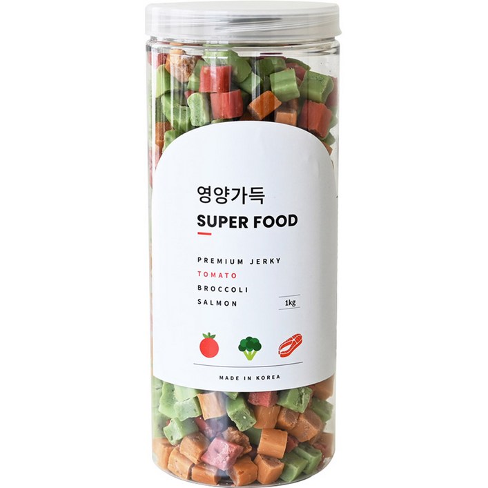 제로랩스 강아지 영양가득 져키, 혼합맛토마토브로콜리연어, 1kg, 1개