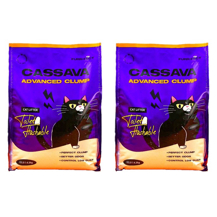 퍼펙트 고양이 천연 카사바 모래 어드밴스드 가는입자, 4.54kg, 2개, 무향