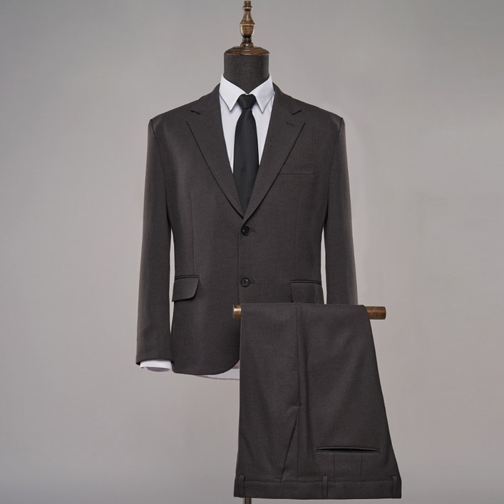 디엘크리 남성용 스탠다드핏 베이직 정장 자켓  바지 세트