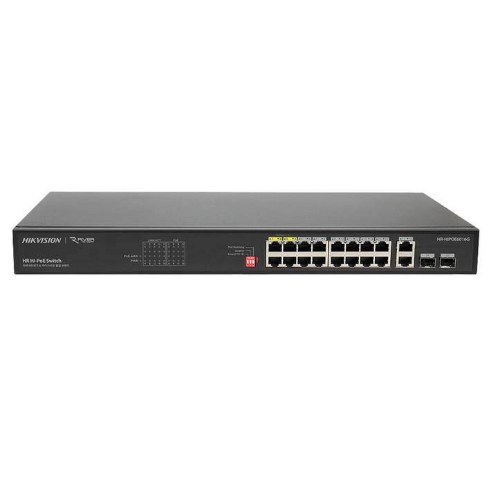 하이크비전 16포트 2 Uplink 2 SFP 포트 기가비트 Hi POE 스위치, HRHIPOE6016GHR013, 1개