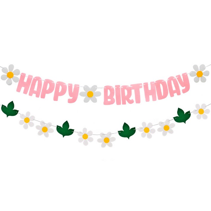 파티쇼 생일파티 데이지 가랜드  플라워 잎사귀 세트