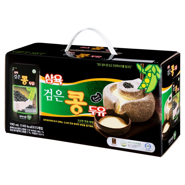 삼육두유 검은콩 두유 파우치, 190ml, 15개