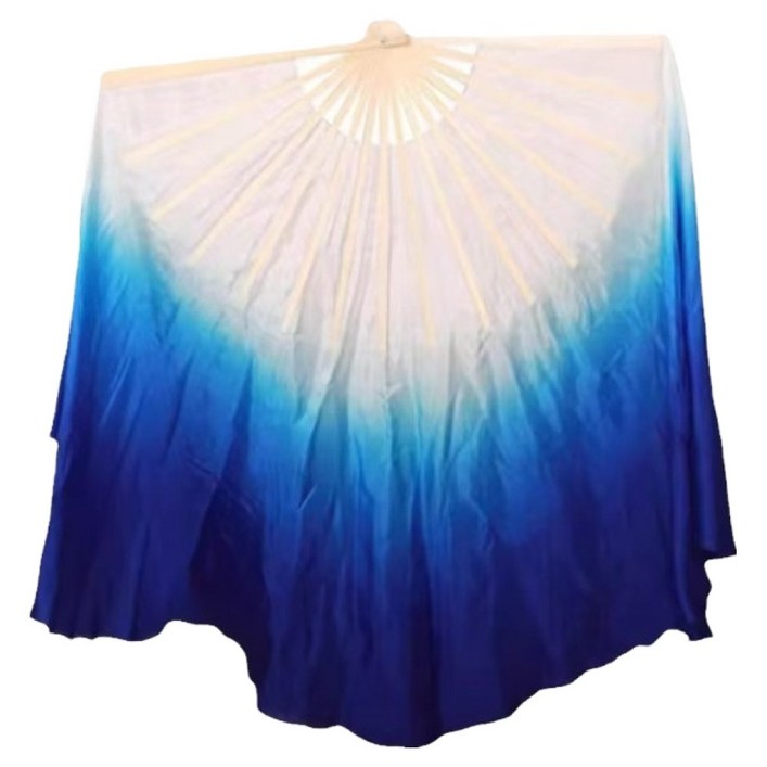 마켓피아 로얄블루 그라데이션 실크 전통 무용부채 04 31 x 40 cm, A타입, 1개