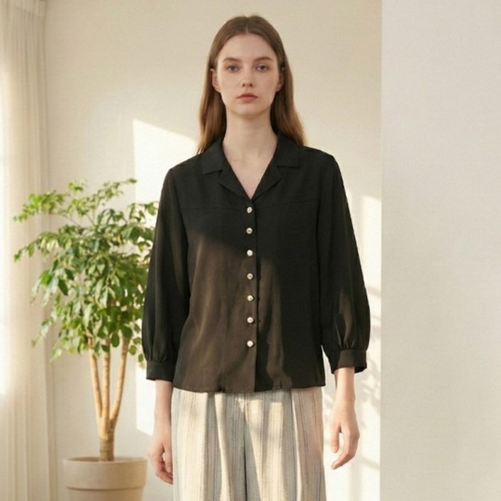 페이지플린 텐셀 노치드 카라 블라우스 P6ABL007M