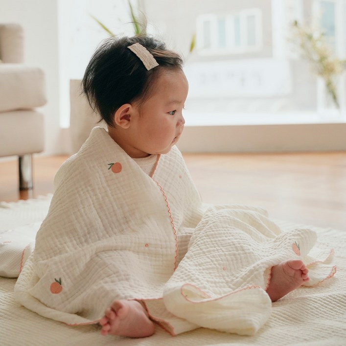 라비킷 유아용 사계절 프리미엄 순면 거즈 블랭킷, 러블리복숭아 라비킷 유아용 사계절 프리미엄 순면 거즈 블랭킷, 러블리복숭아
