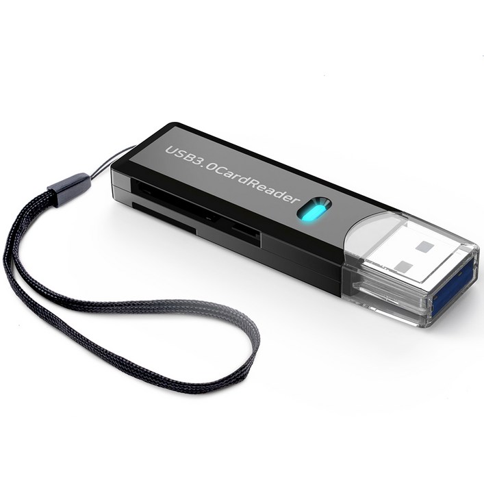 구스페리 USB 3.0 SD 카드 / TF 카드 리더기, 단일상품, 블랙, 1개