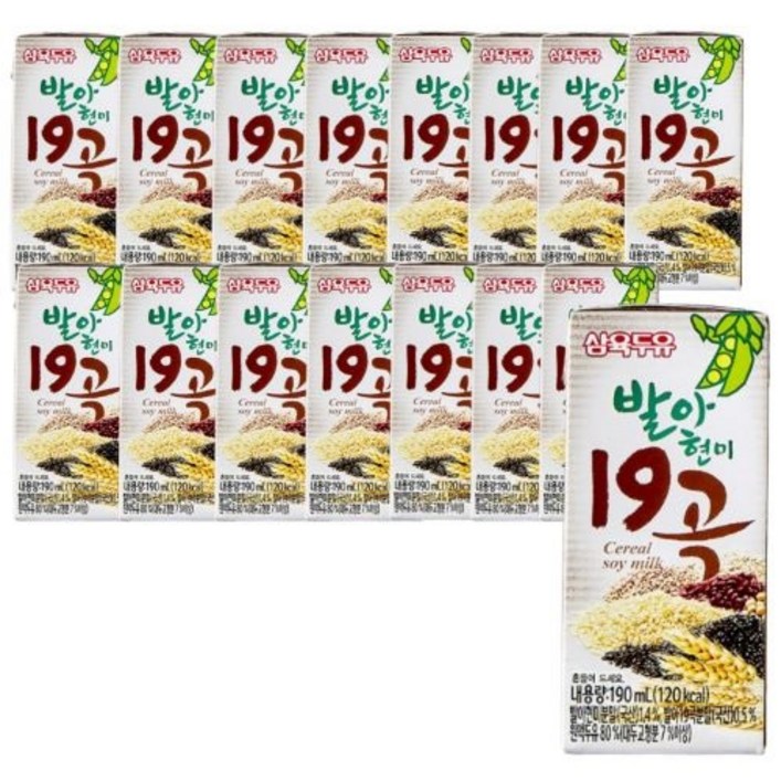 삼육두유 발아현미19곡 두유, 190ml, 16개