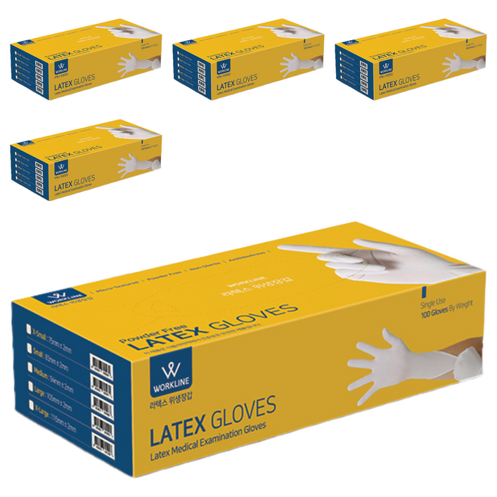 워크라인 라텍스 위생장갑, 화이트, 중M, 5개