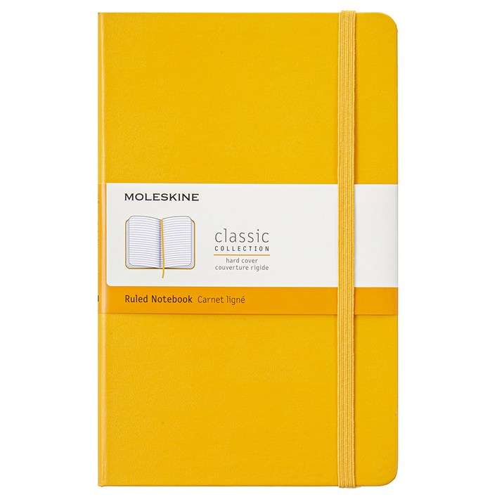 몰스킨 클래식 노트북 하드 커버 Ruled L 13 x 21 cm, 오렌지 옐로우, 1개