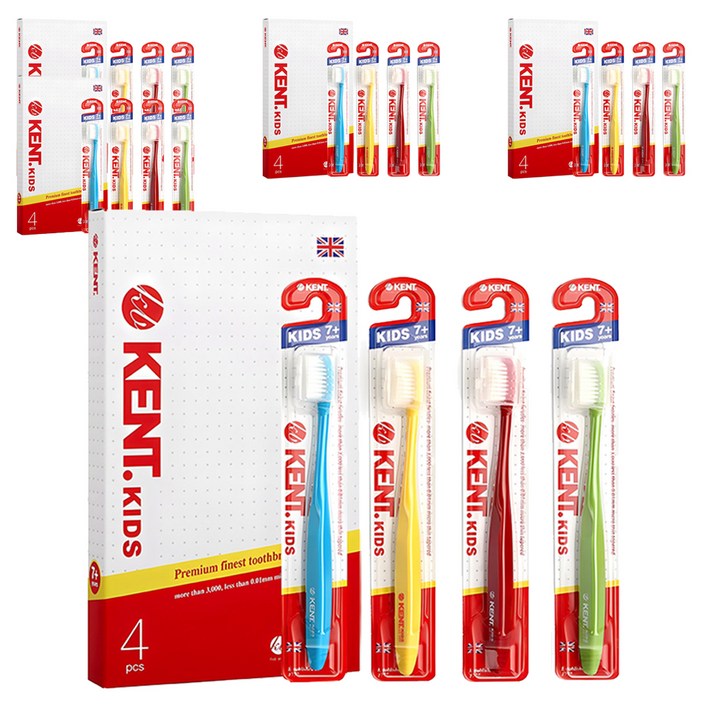 켄트 어린이용 칫솔 세트, 혼합색상, 4개입, 5개