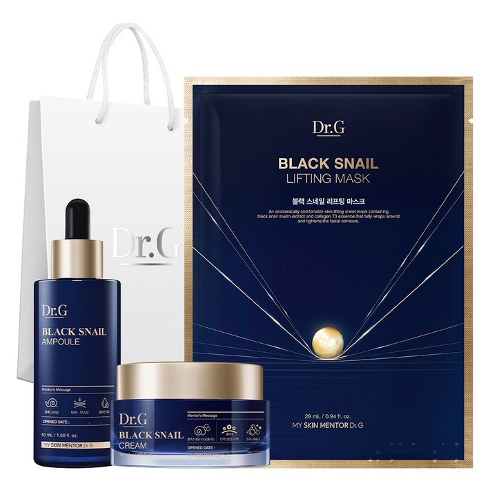 닥터지 블랙 스네일 앰플 50ml 크림 50ml 리프팅 마스크 스페셜 선물세트, 1세트