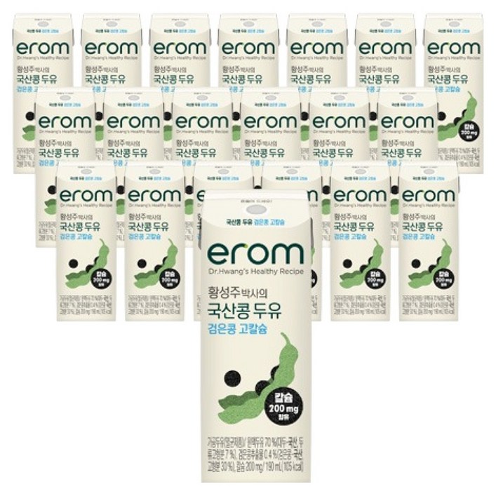 이롬 황성주 박사의 국산콩 두유 검은콩 고칼슘, 190ml, 20개