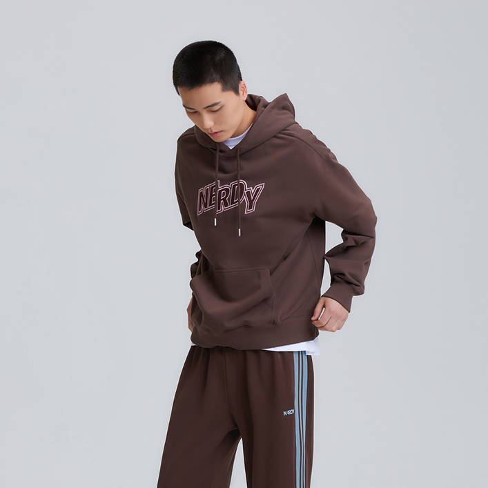 널디 남녀공용 지그재그 로고 풀오버 후디