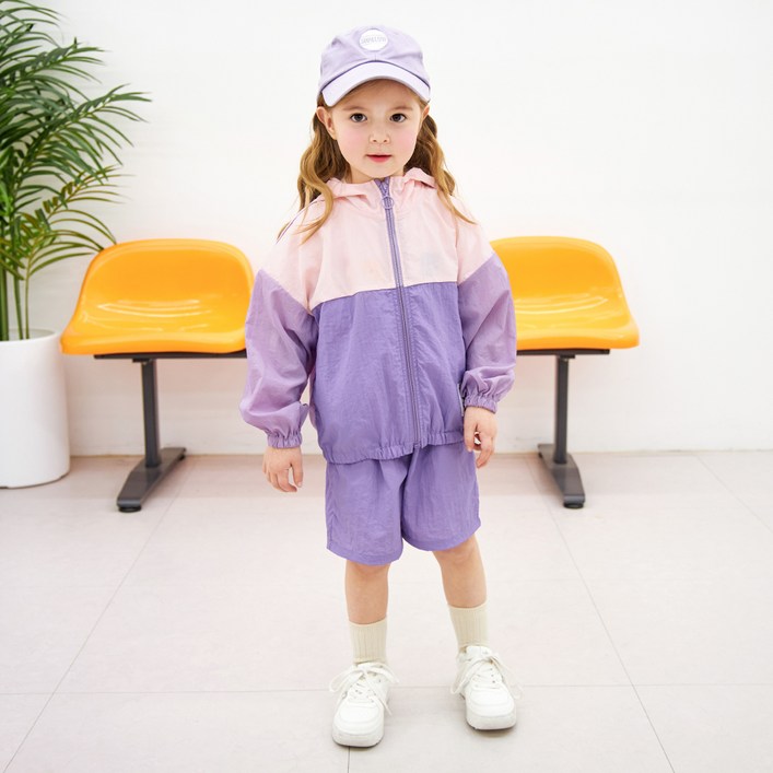 마리앤모리 아동용 쿨링 배색 후드 화섬 상하의 세트