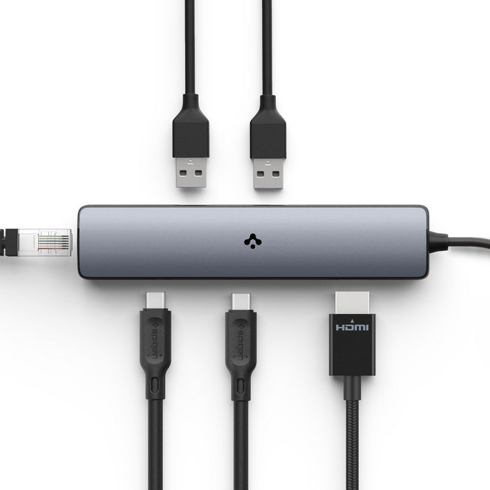 슈피겐 USB4 8K 60Hz USB C타입 6in1 멀티 포트 허브 PD2302 ACA06193 슈피겐 USB4 8K 60Hz USB C타입 6in1 멀티 포트 허브 PD2302 ACA06193