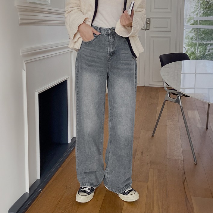 이블렛 여성용 롱/미들/숏 기장 브킨스 길이별 와이드 데님팬츠