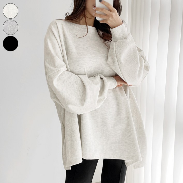 가비진 여성용 오버핏 박시 밑단 옆트임 맨투맨 DB11