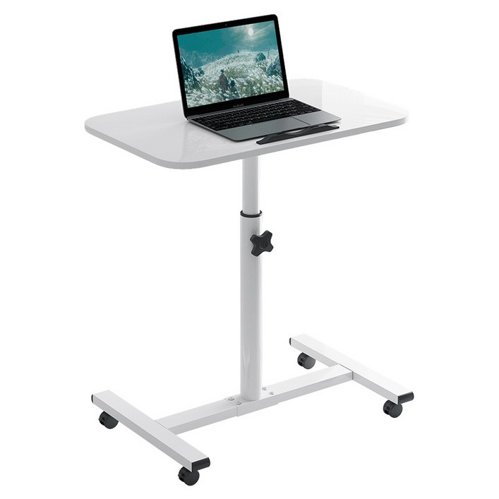 ZOZOFO 새로운 아이디어 360도 회전 사이드테이블 이동식테이블 높이조절책상 스탠딩 사이드 보조테이블 소파테이블 미니 1인 책상, 360도 각도조절형 사무용책상(아이보리)