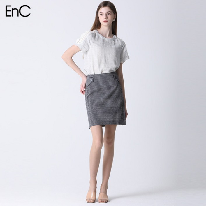 EnC H라인 체크 미디 스커트 택가격189000원