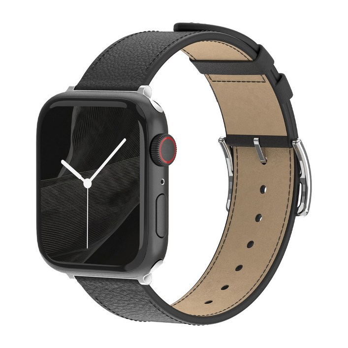 아이메이드잇 애플워치 호환 앱송 가죽밴드 스트랩, 블랙