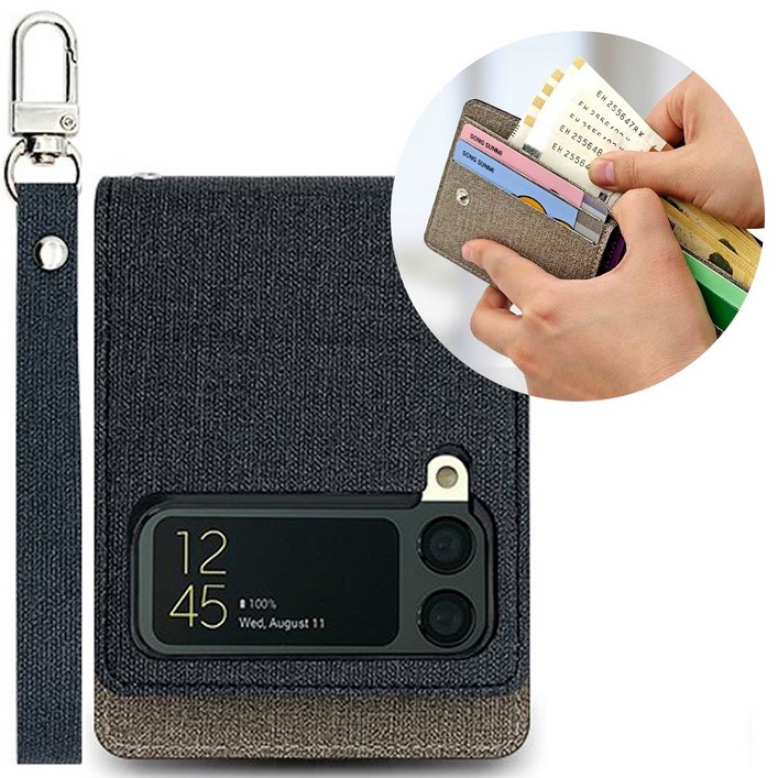 아나시스 헤더 캔버스 Z플립1 2 3 4 5 (5G) 카드 4장 지폐 수납가능 핸드폰케이스