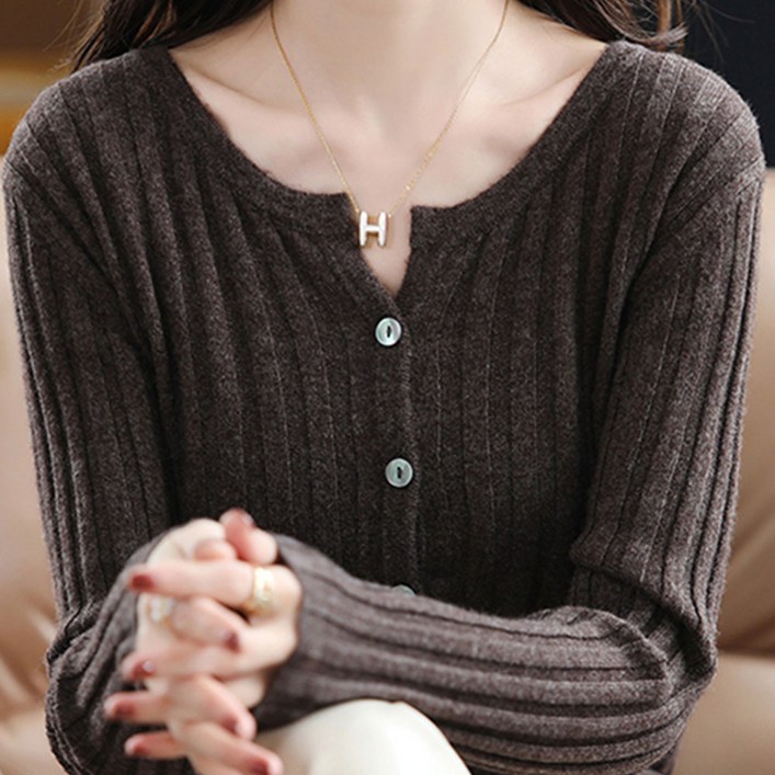 에리페 여성용 네리크 블렌 골지 가디건