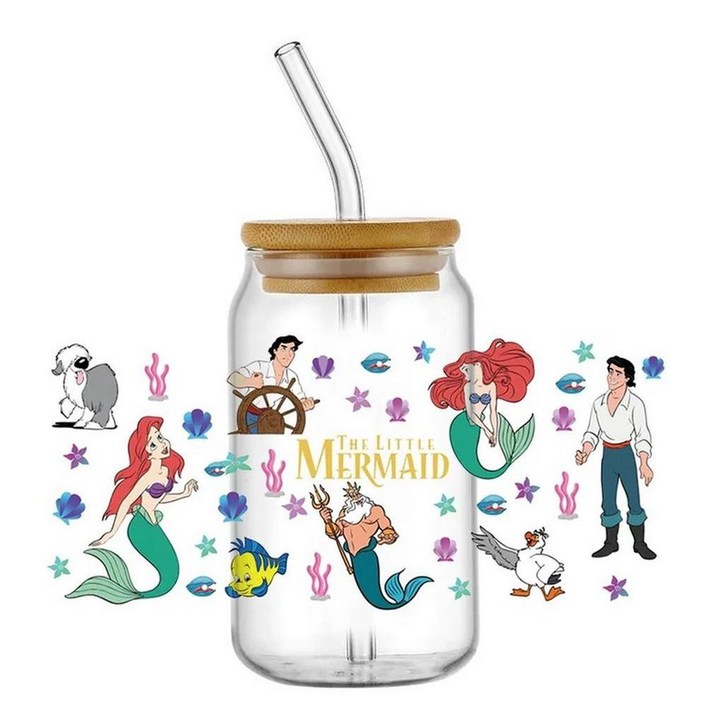 미니소 인어 공주 디자인 벽 스티커 컵 랩 전송 라벨 접착 방수