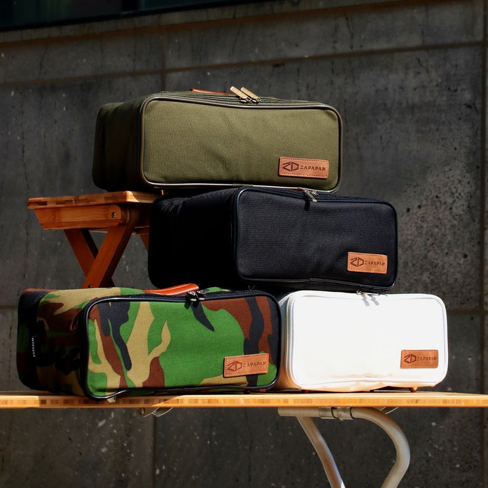 캠핑 감성 이소가스 랜턴 보관 발렌타인 스피커 다용도 수납 가방 부탄 케이스, 카모