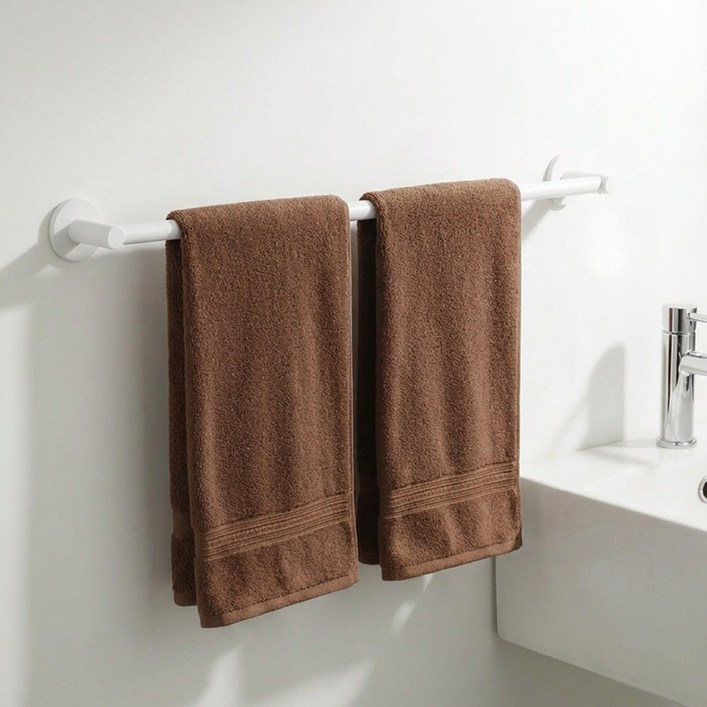 한평한뼘 무타공 욕실 수건걸이 튼튼한 화장실 수건거치대, 화이트, 1개